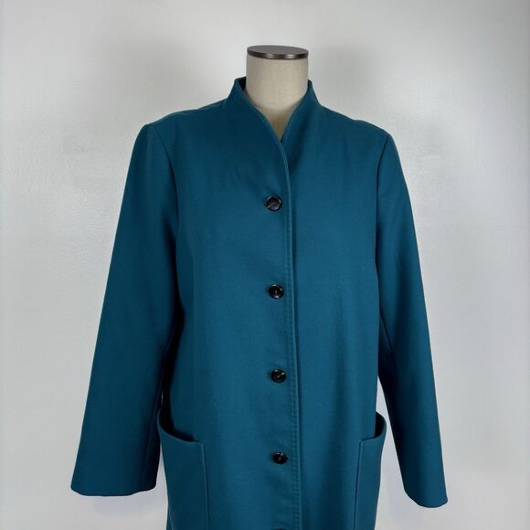 J Jill Chelsea Coat Long Peacoat Ocean Teal Blue Fits Like Large see Description - Picture 6 of 13